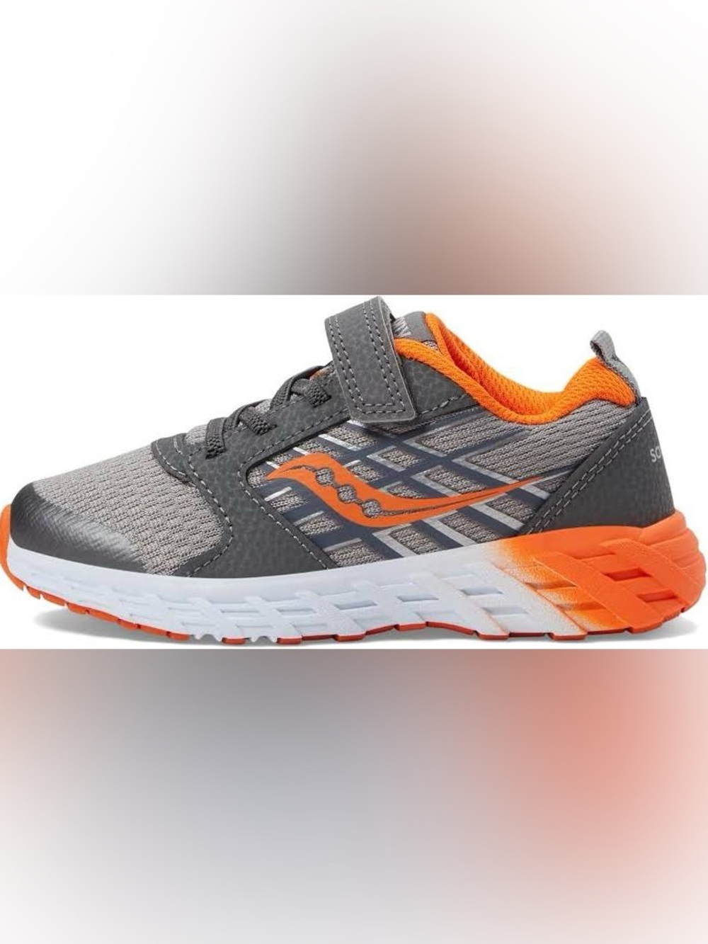 Saucony Kids Gray and Orange Hook-and-Loop Athletic Sneaker